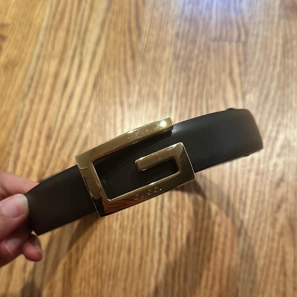Gucci Black Leather Belt with Gold G Buckle